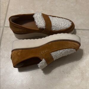 Vince Tan and White Platform Shoes